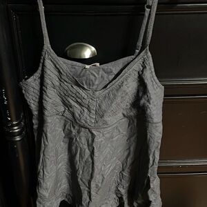 Hollister Gray Pintucked Spaghetti Strap Camisole With Lace Detailing